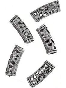 abalorio de metal curvadas largas de naturaleza druida vikinga, acabados en oro envejecido y plata, disponibles en 5, 10, 25, 50 y paquetes, para crear pulseras, collares u otras joyas y accesorios, Plateado, Paquete de 5, 1 - 1 - Ver 2