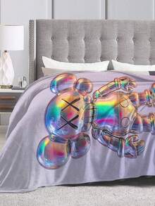 Kawss Kawaii Kaw Blanket The Ultimate Anime Fan Gift - Luxuriously Soft Flannel Blanket, Cartoon Printed Throw For Home, Camping, Travel, Perfect For Christmas & Birthdays - màu đen - Xem 4