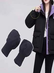 2pcs Windproof Down Jacket With Ribbed Cuffs, Warm, Thick, Seamless, Ankle Length Adjustable Hem For Autumn/Winter