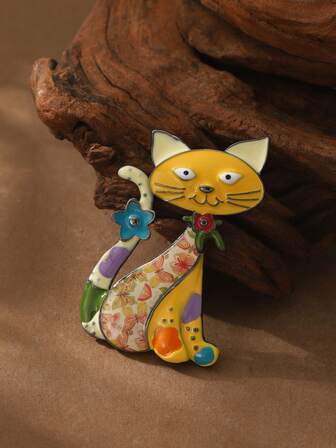 Cring Coco 여성 패션 보헤미안 에나멜 고양이 브로치, 여성의 데일리, 볼, 파티, 휴가, 뮤직 페스티벌, 생일 주얼리 액세서리 선물로 적합