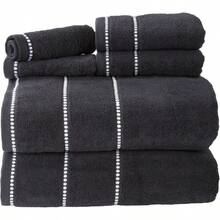 Lavish Home Luxury Cotton Towel Set Quick Dry Zero Twist And Soft 6 Piece Set With 2 Bath Towels 2 Hand Towels And 2 Washcloths By Black White