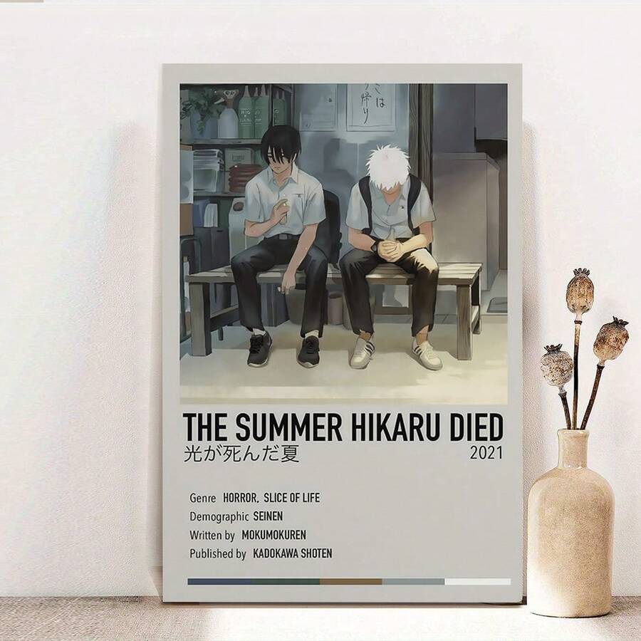 Framed The Summer Hikaru Died Anime Poster - Print Waterproof Canvas Wall Art, Japanese Style Anime Decor For Home, Office, Cafe, Living Room, Bedroom, Classroom, Kitchen, Anime Wall Decor, Office Artwork, Minimalist Design, Highquality Print, , Perfect For Room Decor - Đóng khung - Xem 1