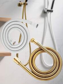 150cm/59-Inch Gold & White Shower Hose, Stainless Steel Braided Shower Hose, Universal Connector, Explosion-Proof And Rust-Proof Shower Hose