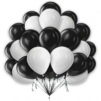 36PCS/10 Inch Black And White Balloon Latex Balloons For Balloon Arch Kids Birthday Wedding Party Baby Shower Gender Reveal Boys Girls Men Women Party Supplies