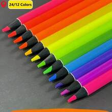 12-24 Lápis de Cor Fluorescentes - Núcleo Macio para Livros de Colorir para Adultos, Cores Vibrantes, Duráveis, Adequados para Artistas e Iniciantes, Ferramenta Profissional de Pintura e Mistura Detalhada, 24/12 Cores, Materiais de Arte, Lápis de Cor, Escrita Suave, Ferramentas de Arte, Profissionais, Lápis de Cor de Alta Qualidade, Lápis de Cor Escolares, Desenho com Lápis de Cor Profissional, Conjunto de Lápis de Cor, Materiais Escolares, Lápis de Cor Escolares, Lápis de Cor