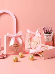 30pcs Mini Pink Gift Bags With Handles And Bow Ribbons, Small Party Favor Bags Suitable For Easter/Mother's Day/Baby Shower/Wedding, Bulk Pack (Pink), Can Be Used As Gifts For Boyfriend, Ladies, Couples, Thank You Cards, Gift Sets, Paper Bags To Express Love, Also Suitable As Gifts For Men, Best Friends - Multicolor - View 5