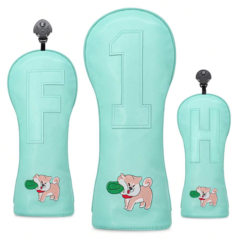 Fun Dog Design Style Golf Club Head Cover, Blue Golf Club Head Cover, PU Material, Suitable For Most, With Advanced Embroidery To Provide The Best Protection For Club - Blue - View 1