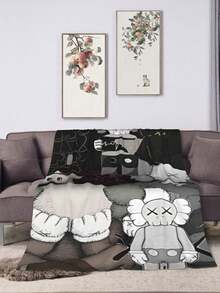 Kawss Kawaii Kaw Blanket Anime Snuggle Blanket - Ultra Soft Flannel Throw, The Perfect Gift For Fans For Christmas & Birthday, For Home Use, Camping And Travel Adventures - 黑色 - 查看 1