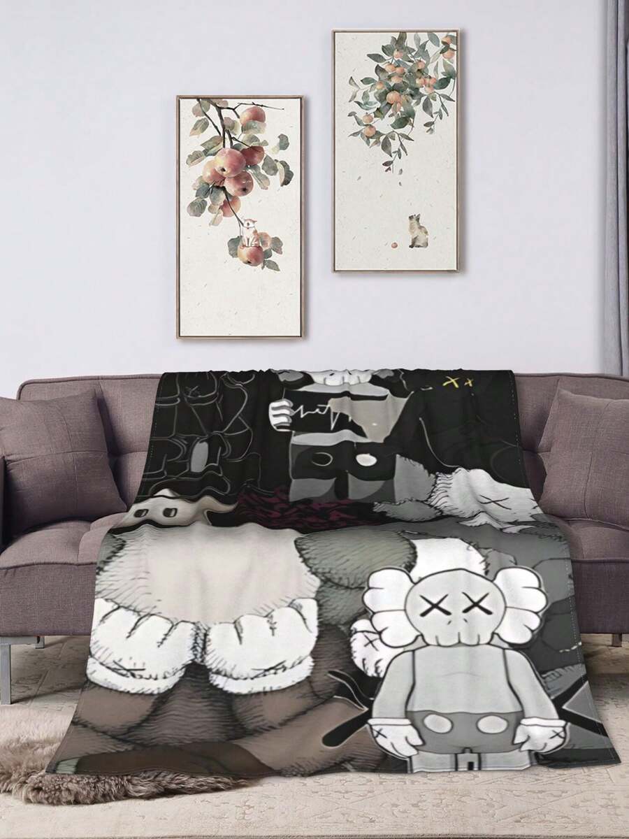 Kawss Kawaii Kaw Blanket Anime Snuggle Blanket - Ultra Soft Flannel Throw, The Perfect Gift For Fans For Christmas & Birthday, For Home Use, Camping And Travel Adventures - 黑色 - 查看 1