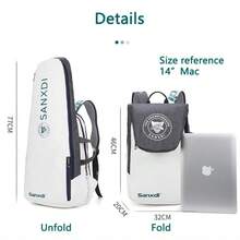 Tennis Bag Backpack For 2 Tenis Rackets Or 4Badminton Rackets Tennis Racket Bags With Separate Shoe Compartment To Hold Pickleball Paddle Badminton Squash Racquet Waterproof Laptop Backpack - White - View 7