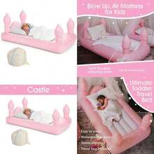 FUNBOY Cama Inflable de Viaje y colchón para niños. Perfecto para Fiestas de Pijamas. Incluye Bolsa de Almacenamiento para Transporte(Rosado) - Multicolor - Ver 1