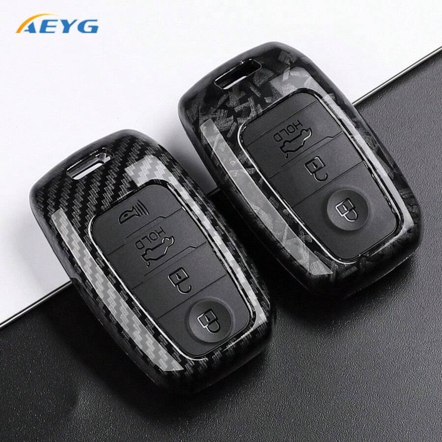 Funda protectora de la llave del coche con textura de fibra de carbono ABS apta para Kia Sportage, Cerato, Optima, K2, K3, K4, K5, RIO, Picanto, Soul, Sorento, Sedona - Kia - Ver 1