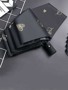 Paraguas automático extra grande con asa de anillo, paraguas plegable de alta calidad unisex para días lluviosos y soleados, adecuado para mochilas