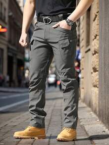 Men's Spring Autumn City Cargo Elastic Pants Trekking Hiking Camping Climbing Running Sports Cycling Work Outdoor Trousers - Xám - Xem 2