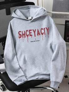 青少年浅灰色纯色抓绒卫衣，百搭设计，保暖舒适，适合青少年男孩，秋冬季穿着