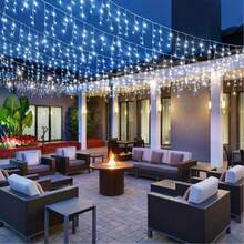 1pc 96 LED Lights/3.5m/11.48ft Icicle Lights - USB Powered, 8 Lighting Modes, Suitable For Indoor And Outdoor Use, Walls, Gardens, Parties And Outdoor Lighting, Creating Festive Atmosphere. Plastic Light Body, Outdoor Christmas Decoration - Multicolor - View 3
