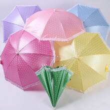 1pc 30cm Long Handle Polka Dot Edged Umbrella, Dance Prop Umbrella, Player Umbrella, Cute Lace Umbrella, Photography Prop, Popular Scenic Spot Item, Pearlescent Dot Mini Umbrella, Creative Waterproof Pearlescent Dot Umbrella