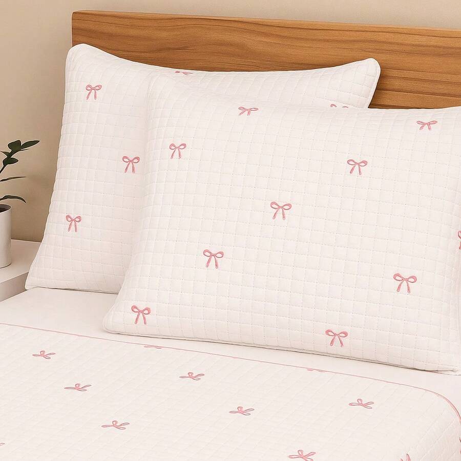 Queen Size Bedspread Set, 3 Pieces, Essencialle Cotton, 160 Thread Count, Various Colors, Blue Butterflies - Arcos - Ver 1