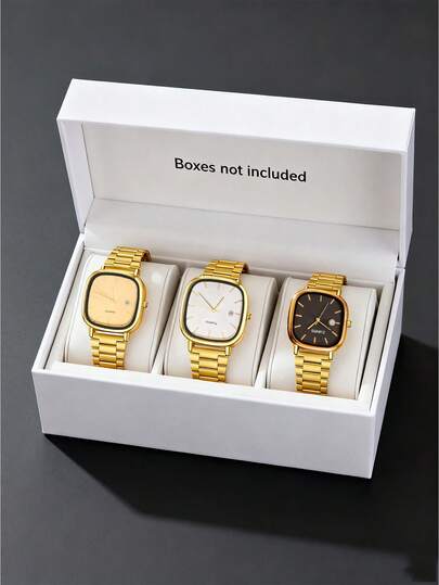 Set de 2 relojes de mujer con diseño minimalista, elegante y versátil, con correa de acero, ideal como regalo de cumpleaños o promoción de fin de año (sin caja)
