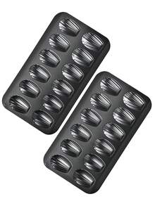 1个玛德琳蛋糕模具，尺寸为33.9厘米 x 22.6厘米，12孔玛德琳蛋糕模具，可制作12个玛德琳蛋糕，不粘茶蛋糕模具，小蛋糕模具，防变形碳钢玛德琳蛋糕模具