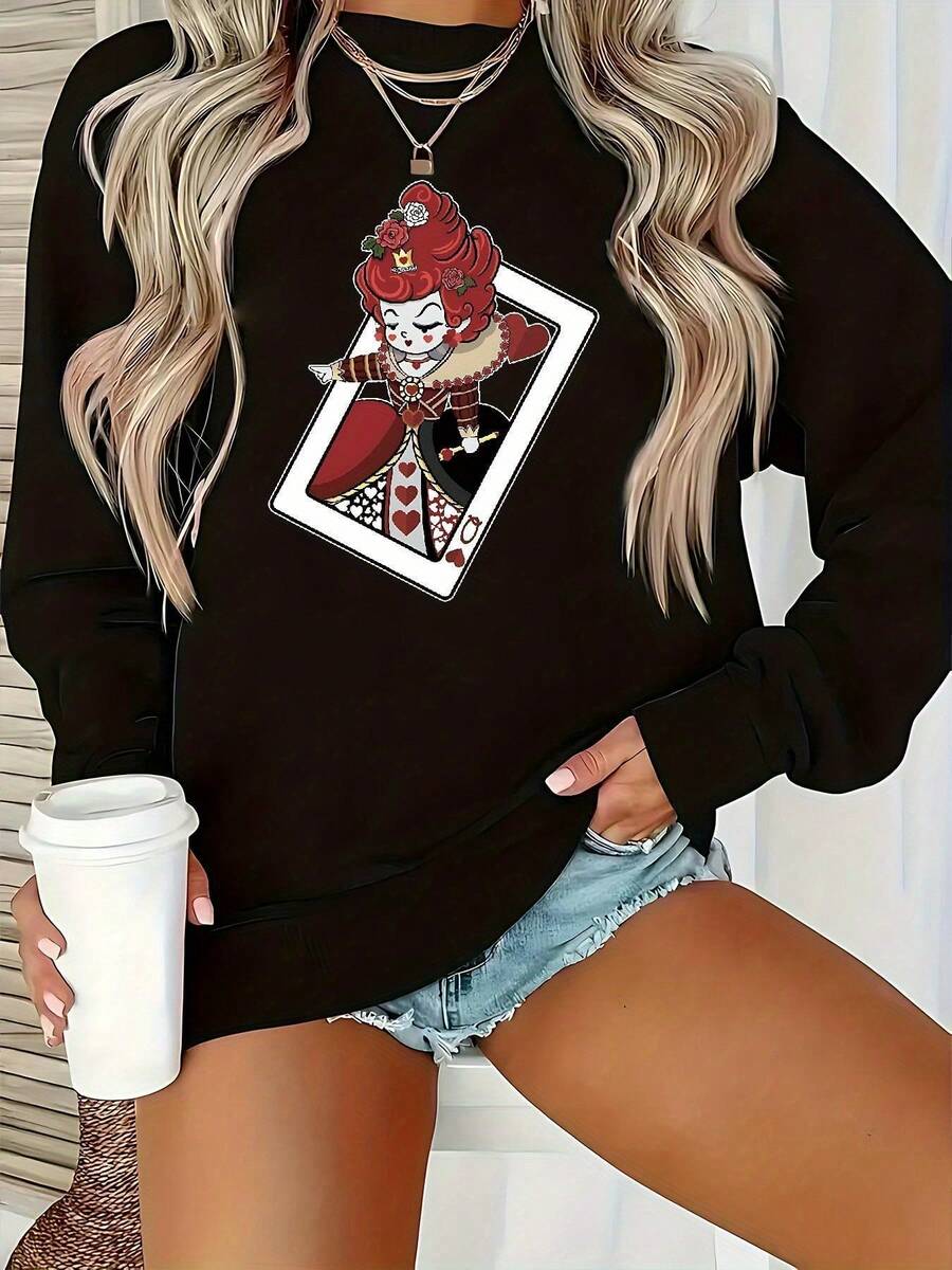 Women's Nightmare Before Christmas Sally Graphic Sweatshirt - Official Tim Inspired Casual Pullover, Soft Round Neck Sweater For Fall/Winter, Themed Party Outfit & Casual Attire - Black - View 1