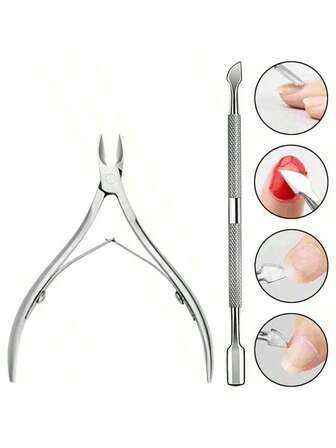 2 st/set professionella nagelklippare i rostfritt stål multifunktionell nagelbandsborttagare nagelvård manikyrset