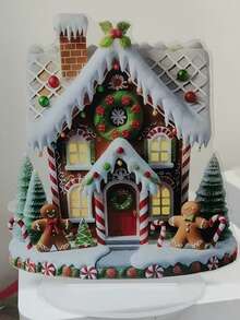 1 Stück klassisches Lebkuchenhaus aus Acryl, Weihnachtsparty Tischdekoration, festliches Feriengeschenk, Heim- und Fensterdekor, multifunktionale Schreibtischverzierung, englischer Text