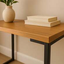 Buffet Table, Coffee Corner Style, Black Legs, Freijó Wood Top - Camel - View 4