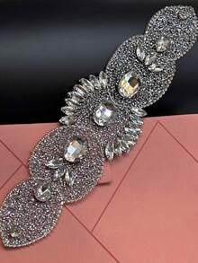 1pc Rhinestone Applique, Clothing Accessory, Bag, Hat Decor, DIY, Wedding Dress, Costume Belt, Bag Decoration, Stage Costume Accessory - Long Terms - View 1