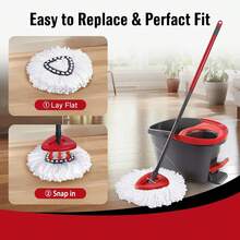 6 Pack Mop Head Replacements For O-Cedar, Spin Mop Replacement Head Compatible With Easywring 1-Tank Mop Refill, Microfiber, Machine Washable, Easy To Replace, Deep Cleaning - 白色 - 查看 6
