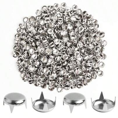 SBYURE 200 Pcs 10mm Silver Studs For Clothing Four-Jaw Round Punk Spikes Pyramid Studs Rivets For Shoes Jackets Backpacks Leather Crafting
