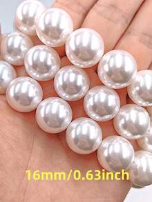 2mm-16mm 白色珍珠珠飾，玻璃材質，DIY耳環手鍊項鍊與配件，圓珠，耐刮，16英吋/串 - 白色 - 查看 12
