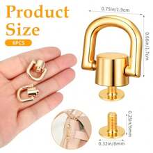 LIQWEI 6Pcs D Rings For Purse Purses Hardware D Ring Stud Screw Ball Head Buttons Bag Accessories Purses Strap Hardware For Purse Making Backpack Dog Collar DIY Leathercraft - như hình ảnh - Xem 2