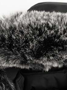 Men's Thick Mid-Length Detachable Hooded Padded Jacket With Fur Collar, Casual Outdoor Zipper Jacket With Large Side Pockets, Suitable For Outdoor Daily Wear In Winter,Fleece - Black - View 12