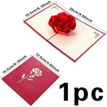 1pc 3D Romantic Rose Greeting Card, Creative Wedding Invitation, Valentine's Day Card - Single Piece - View 9