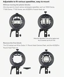 Soporte de Flash Godox S2 Tipo S Soporte de Montura Bowens Compatible con Flash Godox V1 AD200Pro AD400Pro AD200 V860II TT685 TT600 TT350 - S2 - Ver 2