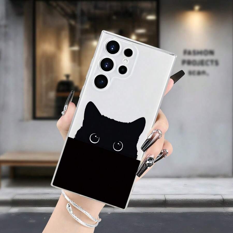 Phone Case/Cover- Cute Black Cat Phone Case Hot Selling In Winter And Autumn, Anti Fall Square/Round Edged Transparent Phone Case Or  17/17AIR/17PRO/17PROMAX/16E/16/16PRO/16PLUS/16PROMAX/15/15PLUS/15PRO/15PROMAX/14/14PLUS/14PRO/14PROMAX/13/13mini/13PRO/13PROMAX/12/12mini/11/Plus/Pro/Max/7/8/SE/XS/XS MAX,For Samsung And For GalaxyA56/A54/A53/A52/A14/A15/A05S/A53/A34/S23/S23Ultra/S23FE/S24/S24FE/S24Ulatra/S25/S25FE/S25Ultra/S21FE(Factory Wholesale Price) - 無色 - 查看 1