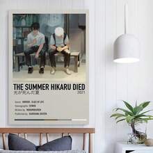 Framed The Summer Hikaru Died Anime Poster - Print Waterproof Canvas Wall Art, Japanese Style Anime Decor For Home, Office, Cafe, Living Room, Bedroom, Classroom, Kitchen, Anime Wall Decor, Office Artwork, Minimalist Design, Highquality Print, , Perfect For Room Decor - Đóng khung - Xem 3