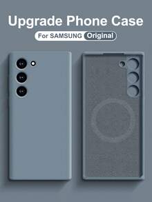 VRNOEI 适用于三星 Galaxy S24 S23 S22 S21 S25 Ultra Plus 的原装磁吸手机壳，软壳防震保护套，支持磁吸无线充电，柔软 TPU 材质，防水防摔防刮。 - 煙藍色 - 查看 12