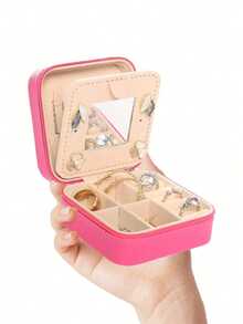 1个镜面首饰盒,便携式旅行拉链首饰盒,简约旅行居家首饰盒,时尚个性化皮革迷你首饰盒,可收纳耳环、项链、戒指,防尘小巧首饰收纳盒,首饰配件收纳盒兼梳妆盒,非常适合存放戒指、吊坠、耳环、领带、手镯等,是送给女友、母亲节、情人节、圣诞节、新年以及男女皆宜的绝佳礼物。 - 彩色 - 查看 13