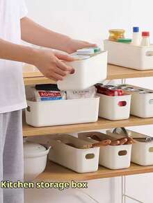 Caja de almacenamiento multifuncional Organizador de tira larga Armario Mesa Contenedor de aperitivos Solución de almacenamiento sin tapa Organización del hogar Colección Dormitorio Sala de estar Cocina Estanterías Divisor de cajón Cesta Sistema de estantería - Blanco - Ver 11
