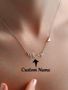 1 chiếc vòng cổ khắc tên theo yêu cầu, mặt dây chuyền hình trái tim viết tay cá nhân hóa, chất liệu thép không gỉ, trang sức nữ thanh lịch, đa năng, quà Giáng sinh, vòng cổ quyến rũ đeo hàng ngày, chế tác tinh xảo, quà Ngày của Mẹ cho mẹ, quà Phục Sinh. - Nhiều màu - Xem 4