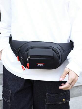 1 st ny enfärgad nylon vattentät dragkedja stängd casual midjeväska, multi-fack unisex axelväska crossbody lämplig för daglig pendling, cykling, business