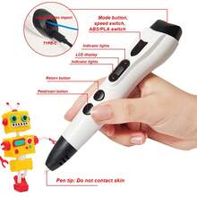 1 Set New 3D Printing Pen With Carrying Bag, Filament, User Manual, 3-Speed Adjustable, Suitable For DIY Crafters