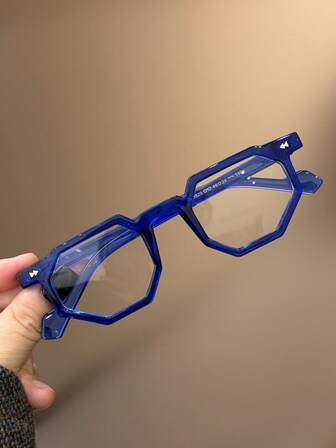 1 szt. Minimalistyczne asymetryczne okulary dziecięce w kształcie wielokąta z przezroczystymi soczewkami, styl vintage, uniwersalny, odpowiednie dla chłopców i dziewcząt, do codziennego użytku, do czytania, telewizji, gier, smartfona, przezroczyste soczewki do ochrony oczu, modny dodatek, rekwizyt fotograficzny