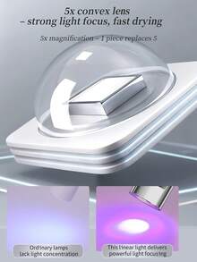 XEIJAYI 1pc Mini Screen Display Handheld Nail UV Light, Suitable For Gel Manicure, Mini Nail Lamp, Portable LED Nail Dryer, USB Nail Curing Machine, Quick Curing Nail & Foot Care Tool - Silver - View 7