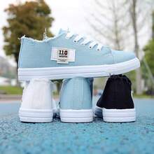 Zapatos Planos y Cómodos para Mujeres, Lona, Blancos, Casuales, a la Moda, para Estudiantes, Primavera - Blanco - Ver 5
