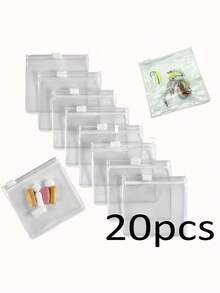 药品收纳袋，5/10/20个装可重复使用药品收纳袋，拉链药品袋套装，诱饵袋珠宝收纳袋自封式药品收纳装置及旅行配件 - 透明 - 查看 8