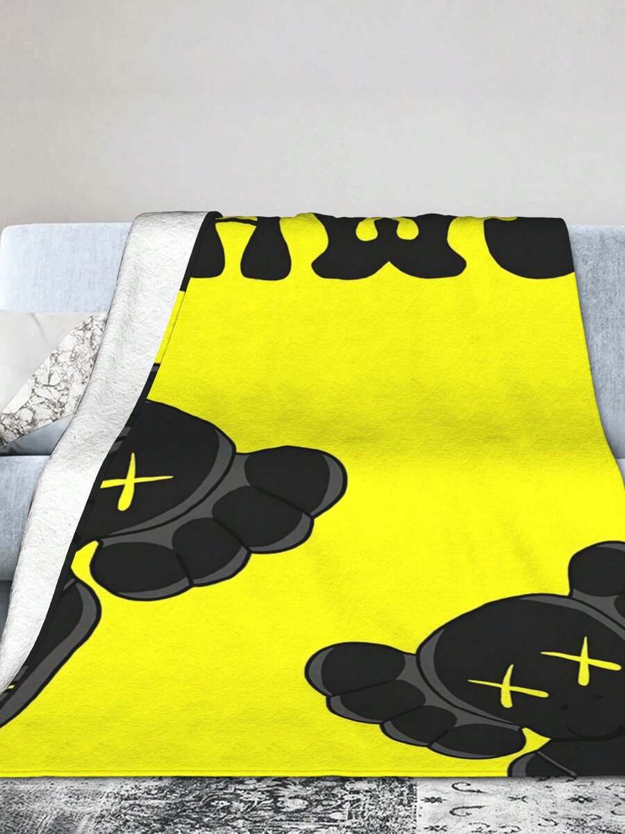 Kawss Kawaii Kaw Blanket The Ultimate Anime Fan Gift - Luxuriously Soft Flannel Blanket, Cartoon Printed Throw For Home, Camping, Travel, Perfect For Christmas & Birthdays - 黑色 - 查看 1