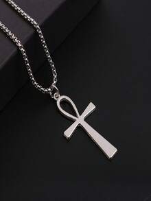 ZHAOTANGHESILVERJEWELTY قلادة بسيطة عصرية بشكل صليب الحياة الأنخ المصري القديم، مناسبة كهدية لعيد الأم/عيد الحب، للأزواج/الأصدقاء/المؤمنين، الكاثوليك، للارتداء اليومي وملابس عيد الهالوين/العطلات - متعدد الألوان - مشاهدة 2